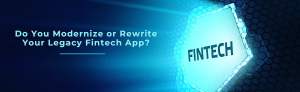 Visual comparison of fintech legacy app modernization versus rebuild: Left side shows outdated systems and bottlenecks, while the right side displays modern cloud-based infrastructure, microservices, and streamlined developer workflows.